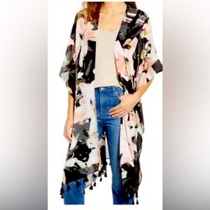 Nordstrom Floral Duster with Tassles, One Size Fits Most